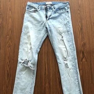 Distressed, light-wash, SLIM-fit GAP jeans